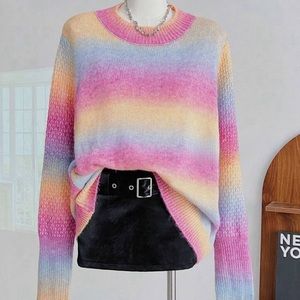 Plus Ombre Raglan Cable Knit Drop Shoulder Sweater Mult. Sz New